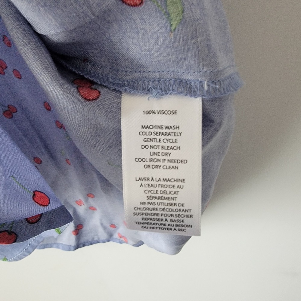 beach lunch lounge women's cherry print top sz L Cottagecore Soft Girl Summer - Picture 8 of 8